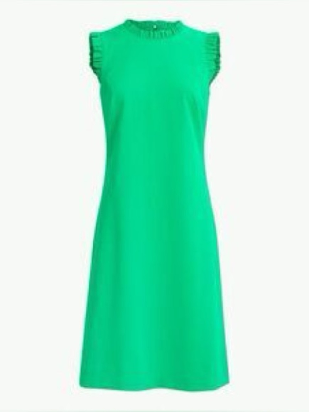 J. Crew Bright Green Ruffle-Trim Sleeveless Shift Dress